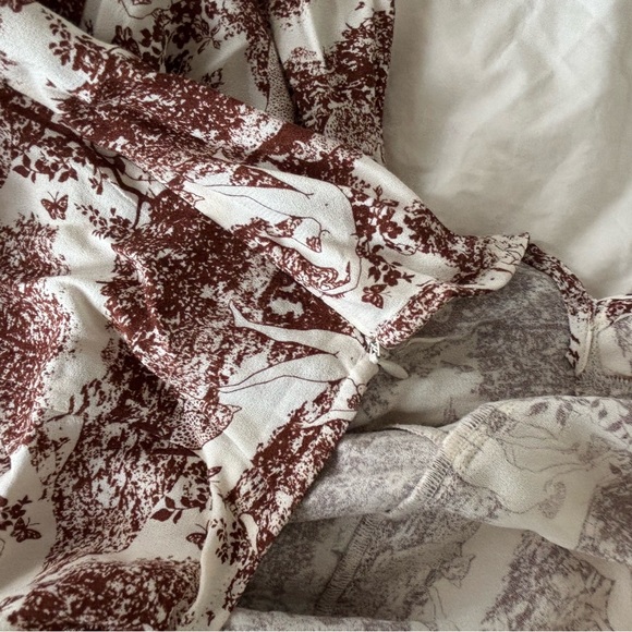 Reformation Gavin Brown&Cream Slit Midi Dress - Picture 7 of 8